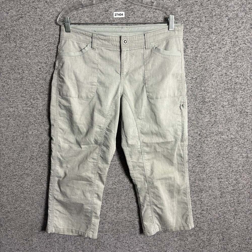 Kuhl Women's 10 Gray Linen Blend Straight Leg Cropped Cabo Pants Summer Gear